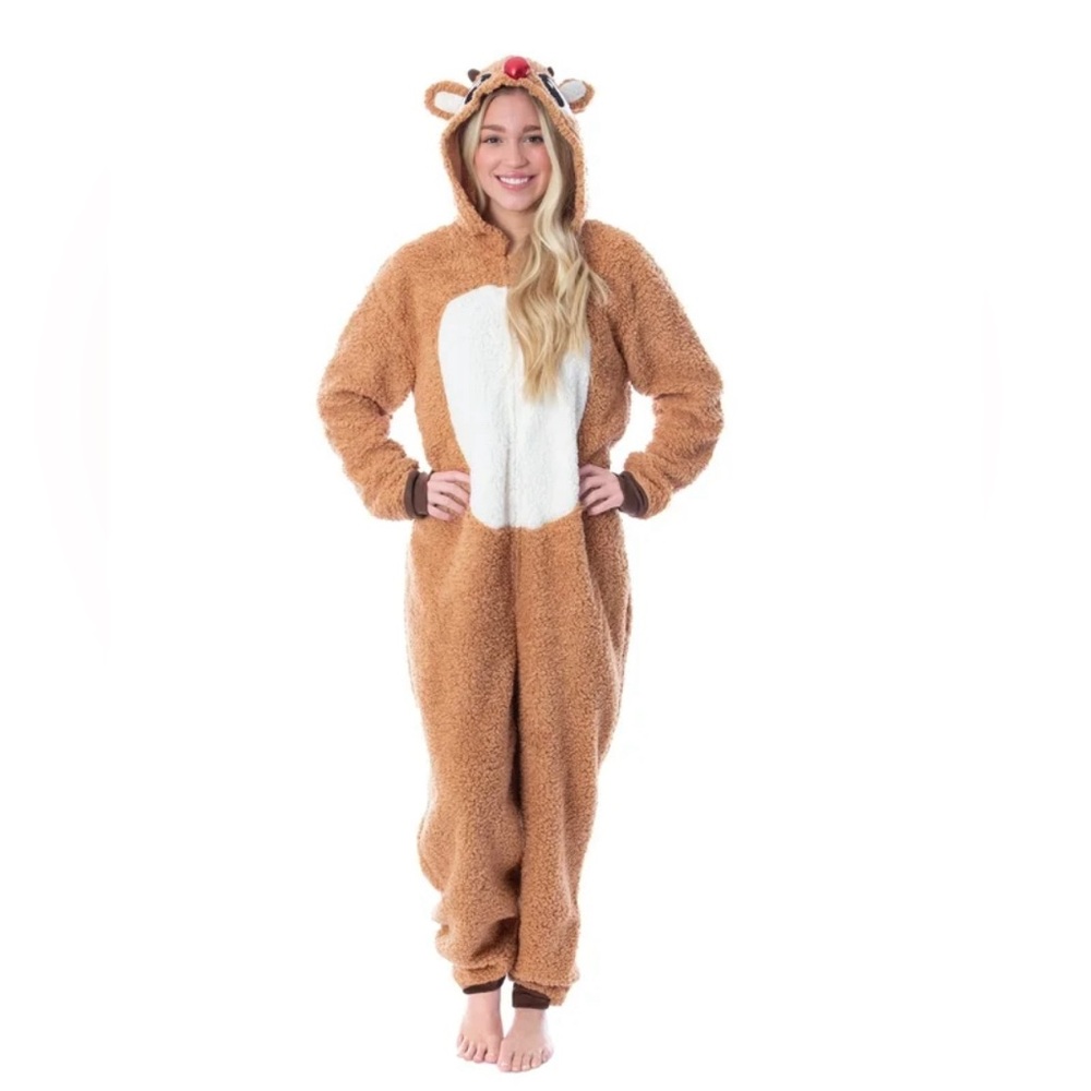 rudolph pajama footless onesie
